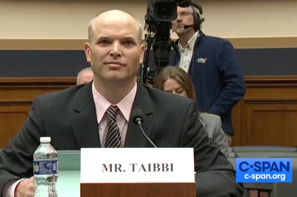 Journalist Matt Taibbi listens to a question before the House Select Subcommittee on the Weaponization of the Federal Government on March 9, 2023.