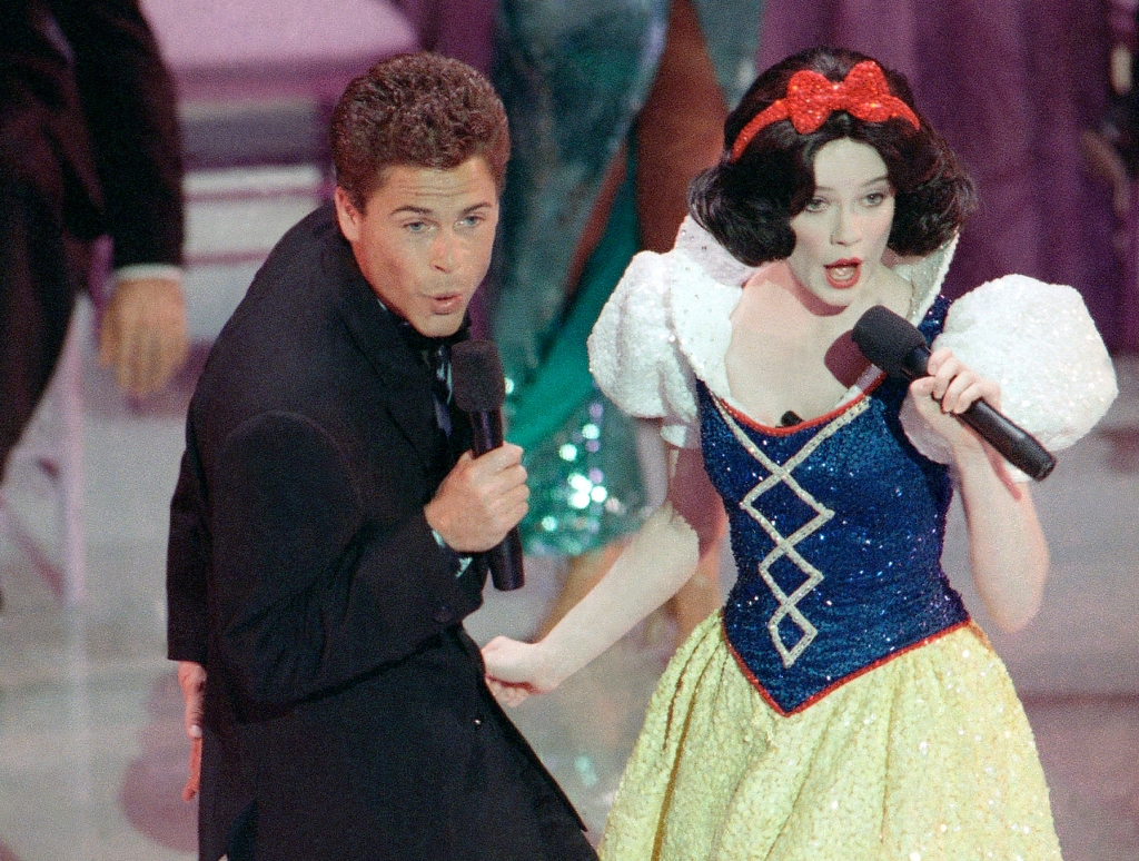Rob Lowe and Eileen Bowman as Snow White at the 1989 Oscars