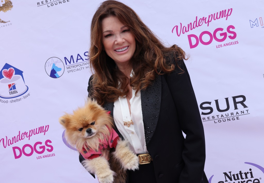 Lisa Vanderpump holding her dog
