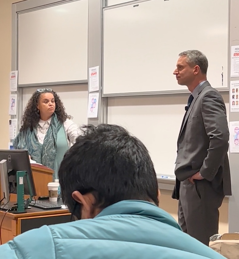 Tirien Steinbach, Associate Dean for Diversity, Equity, and Inclusion at Stanford Law School speaking to Hon. Kyle Duncan.