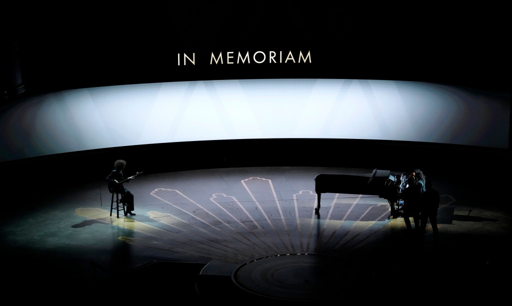 Photo of the stage as Kravitz performs during the memorial.