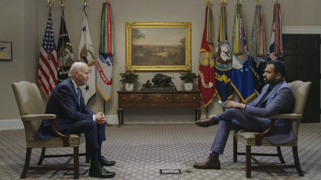 President Biden is interviewed by Kal Penn on "The Daily Show."