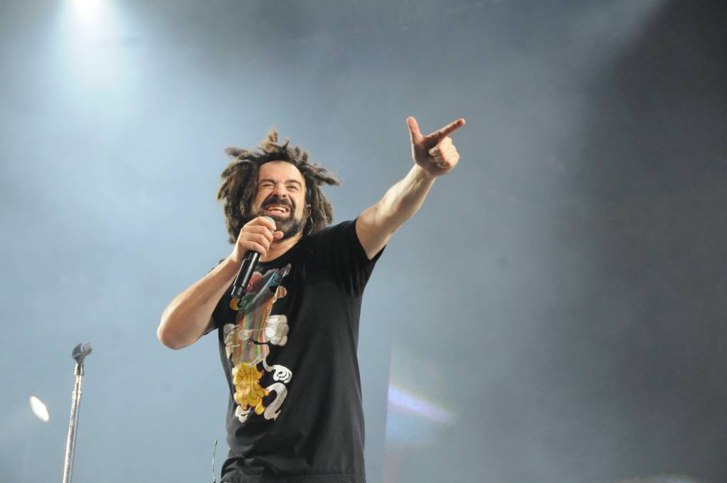 Adam Duritz performs on stage in Hyde Park.