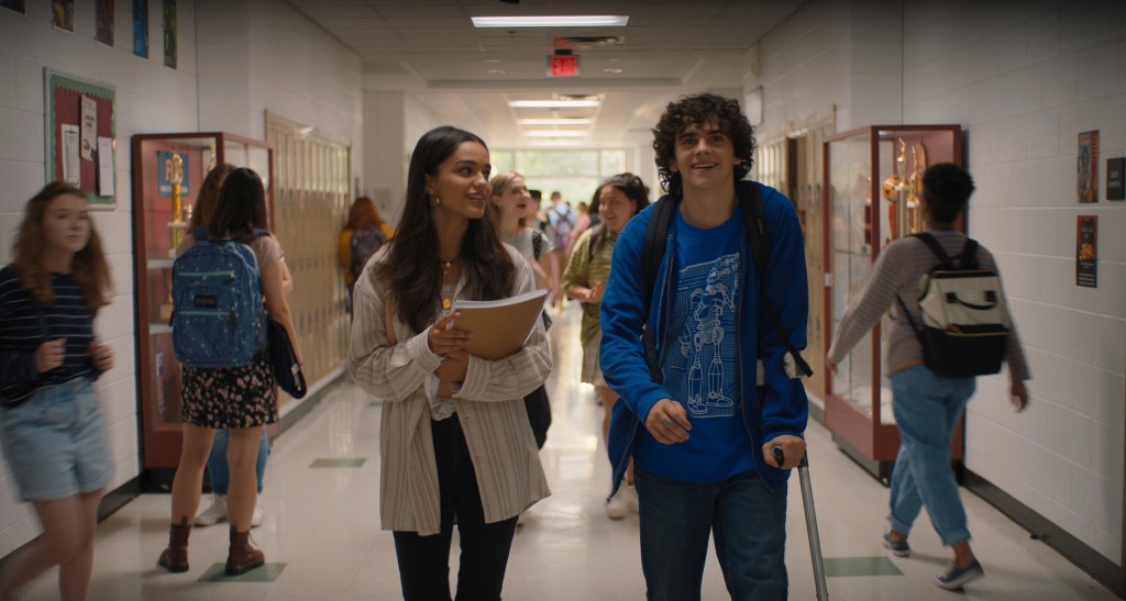 Rachel Zegler, left, plays the mysterious new girl at school who flirts with Freddy (Jack Dylan Grazer)