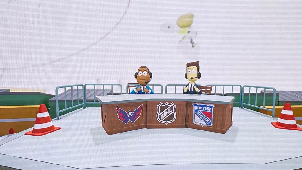 ESPN commentators Kevin Weekes and Drew Carter are calling the virtual game.