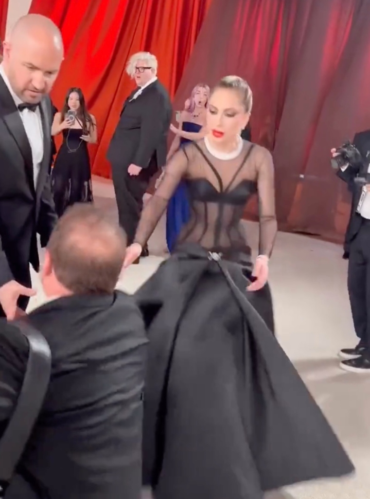 Lady Gaga — born Stefanie Germanotta — rushed to the aid of a photographer who fell on the champagne carpet and helped him up. 