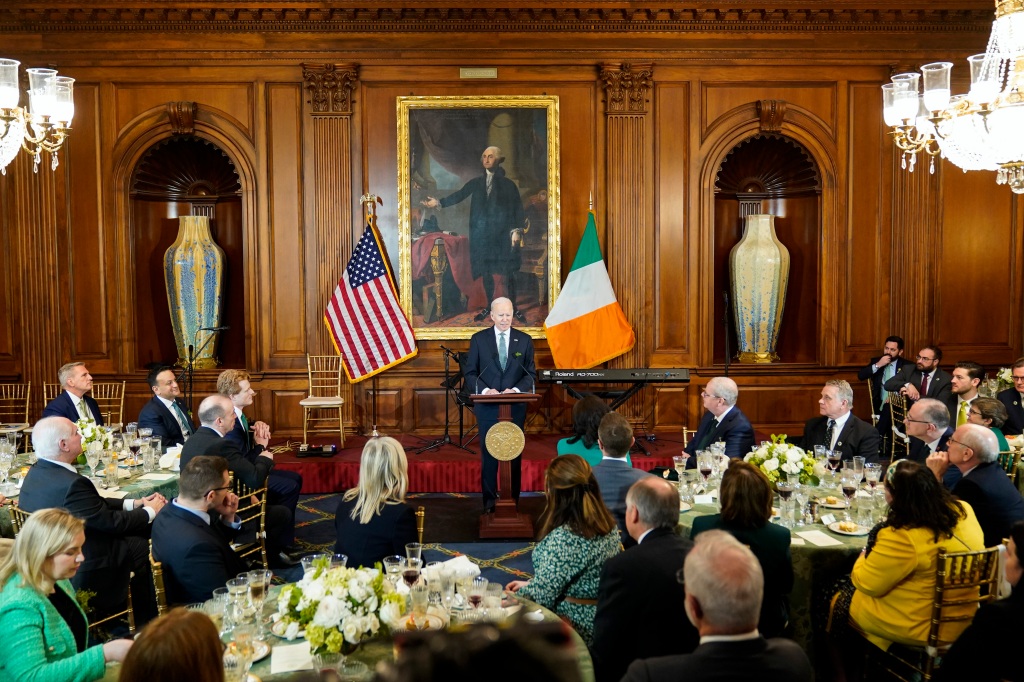 President Joe Biden spoke during a Friends of Ireland Caucus St. Patrick's Day luncheon in the U.S. Capitol.