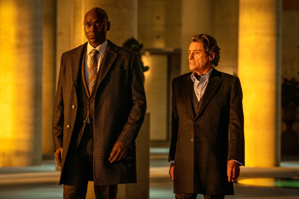 John Wick still of Lance Reddick and Ian McShane