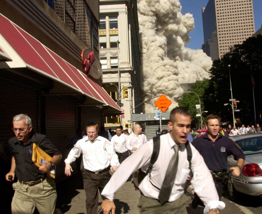 people running from explosion in New York on 9/11
