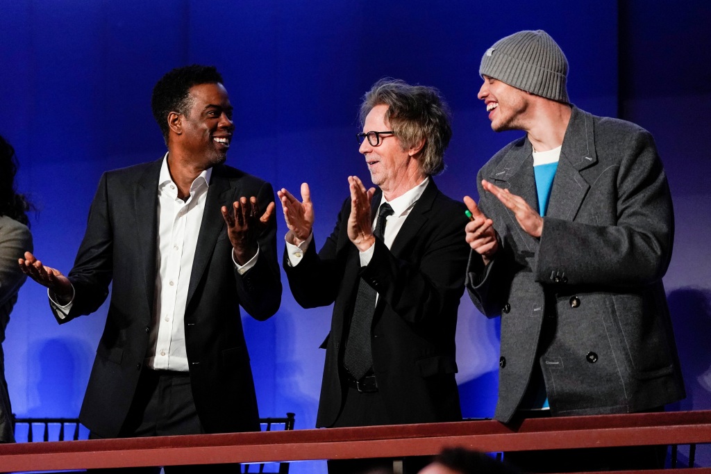 Chris Rock, Dana Carvey and Pete Davidson applaud as actor and comedian Adam Sandler is awarded the Mark Twain Prize for American Humor at the Kennedy Center.