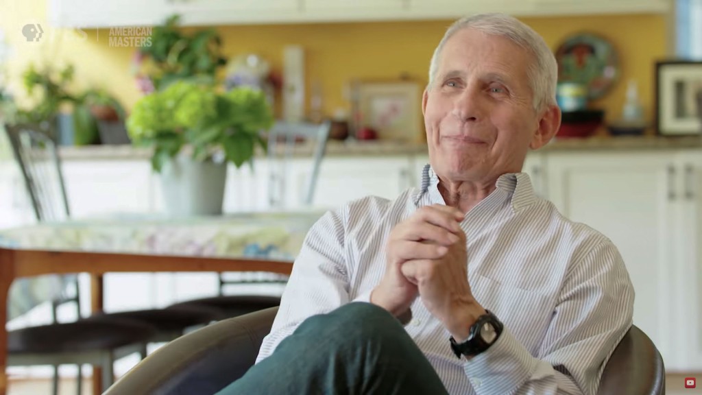 Fauci interviewed at home as part of PBS documentary.