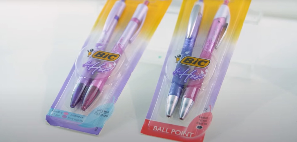 The Bic for Her pens -- where the only difference from regular pens was the fact they are sparkly --  which were released in 2011 also make an appearance in the exhibit. 