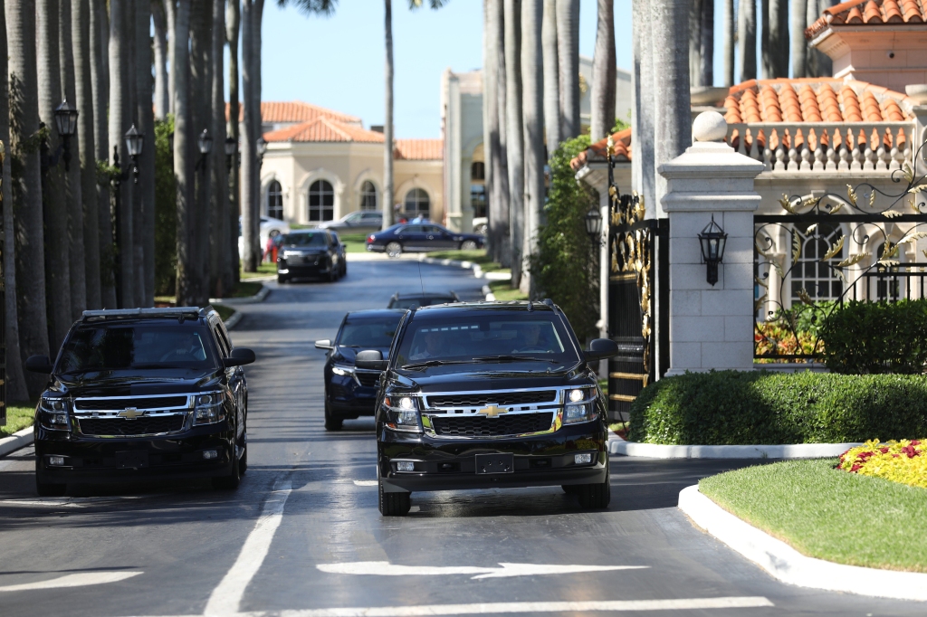WEST PALM BEACH, FL - MARCH 23: Former U.S. President Donald Trump's motorcade prepares to depart the Trump International Golf Club on March 23, 2023 in West Palm Beach, Florida. Trump said on a social media post recently that he expects to be arrested in connection with an investigation into a hush-money payment involving adult film actress Stormy Daniels, and called on his supporters to protest any such move. (Photo by Octavio Jones/Getty Images)
