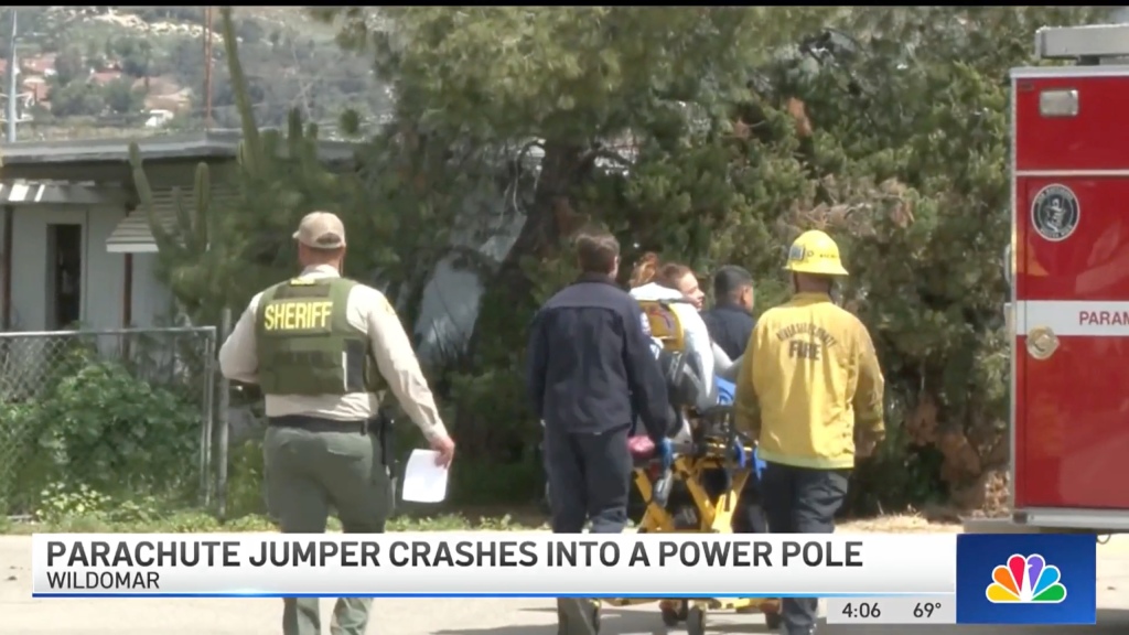 The skydiver was evaluated at the scene but refused further treatment because she did not sustain any injuries. 