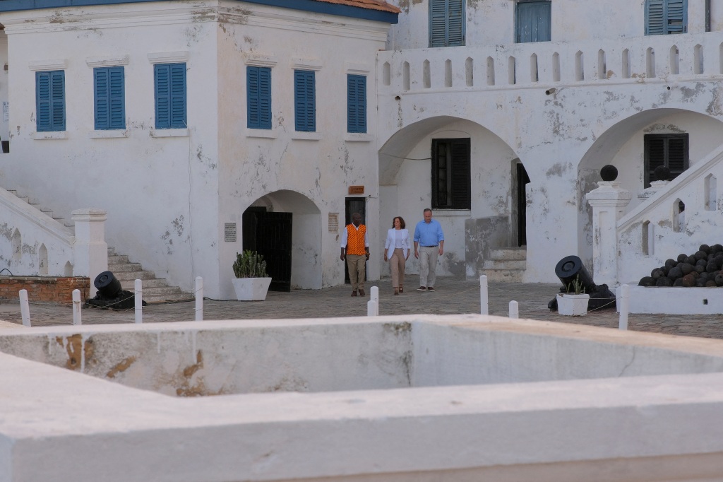 Vice President Kamala Harris and Doug Emhoff tour Cape Coast Castle in Ghana on March 28, 2023.