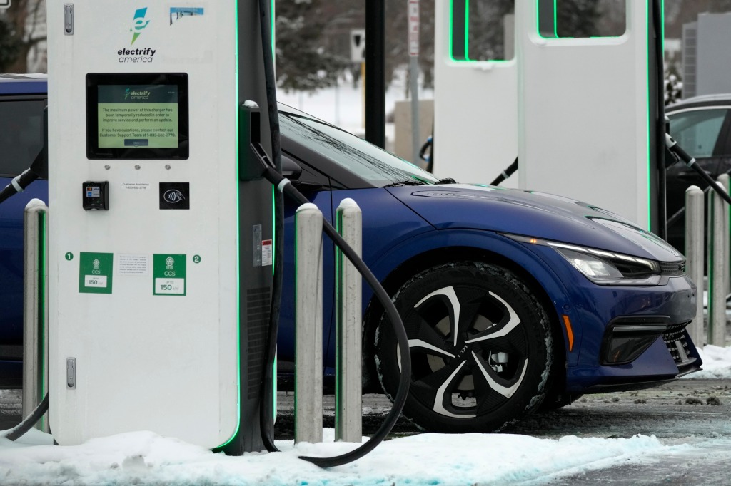 An electric car charging station