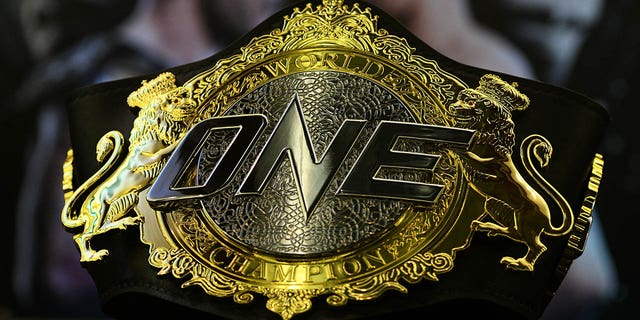 Strawweight World Championship belt is displayed during ONE Strawweight World Championship: Grit and Glory between Yoshitaka Naito of Japan and Alex Silva of Brazil at Jakarta Convention Center on May 12, 2018 in Jakarta, Indonesia.