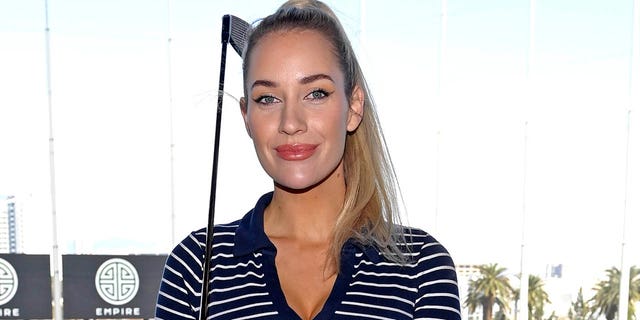 Paige Spiranac attends ACM Lifting Lives Topgolf Tee-Off &amp; Rock On at Topgolf Las Vegas on March 6, 2022 in Las Vegas.