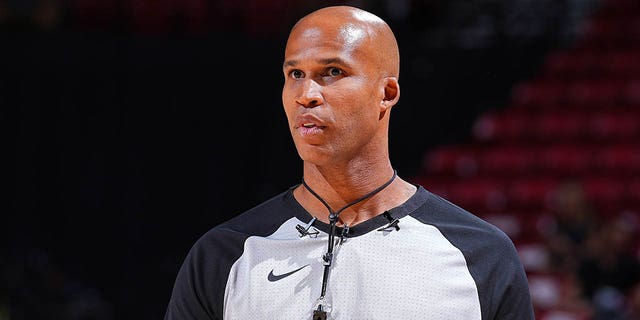 Referee Richard Jefferson during the game between the New York Knicks and Portland Trail Blazers during the Las Vegas Summer League on July 11, 2022.