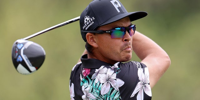 Rickie Fowler of the United States plays a shot from the third tee during the World Golf Championships-Dell Technologies Match Play at Austin Country Club March 22, 2023, in Austin, Texas.