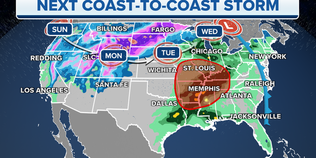 The coast-to-coast storm on Sunday