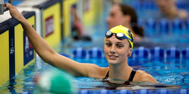 Summer McIntosh reacts after winning the Women's 400m Individual Medley Final during the Toyota U.S. Open Championships at Greensboro Aquatic Center on Dec. 2, 2022 in Greensboro, North Carolina.