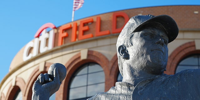 The Tom Seaver statue outside Citi Field prior to a game between the San Francisco Giants and New York Mets April 19, 2022, in New York, N.Y.