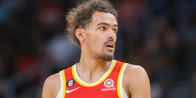 Hawks guard Trae Young in action against the Indiana Pacers at State Farm Arena in Atlanta on March 25, 2023.