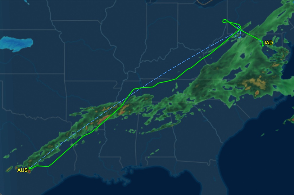 The flight path for Lufthansa flight 469 on Wednesday night. 