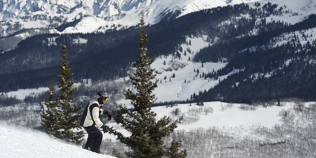 A skier makes tracks down a run near the Blue Sky Basin Overlook at the Vail Ski Resort in April 2016. Varnish died in that area of the mountain in 2020.