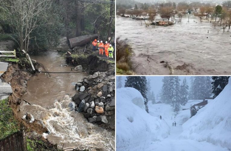 Atmospheric river floods California towns, brings rain, snow