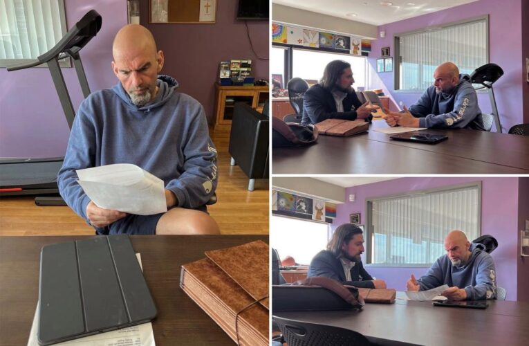 Sen. John Fetterman shown working in first pics since being hospitalized for depression