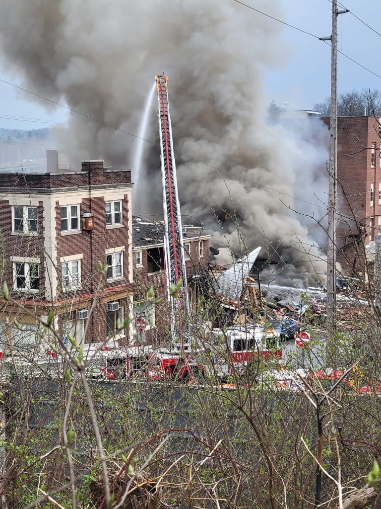 Clips of the aftermath showed parts of the building laying out in the street as smoke continued to smolder from the remnants of the building.