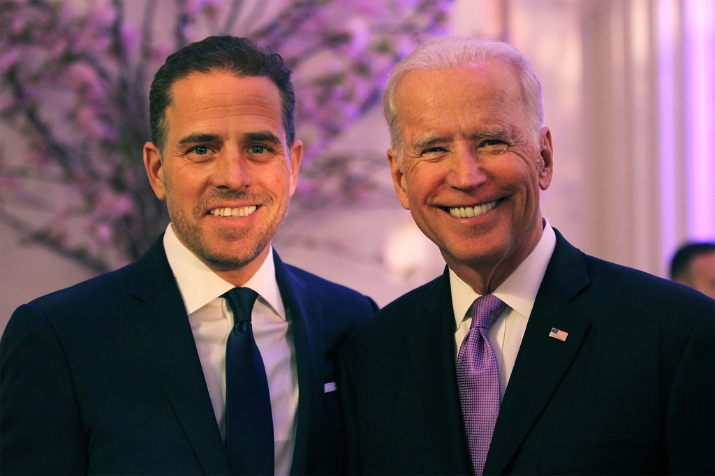 Then Vice President Joe Biden with his son Hunter at the Annual McGovern-Dole Leadership Award Ceremony on April 12, 2016.