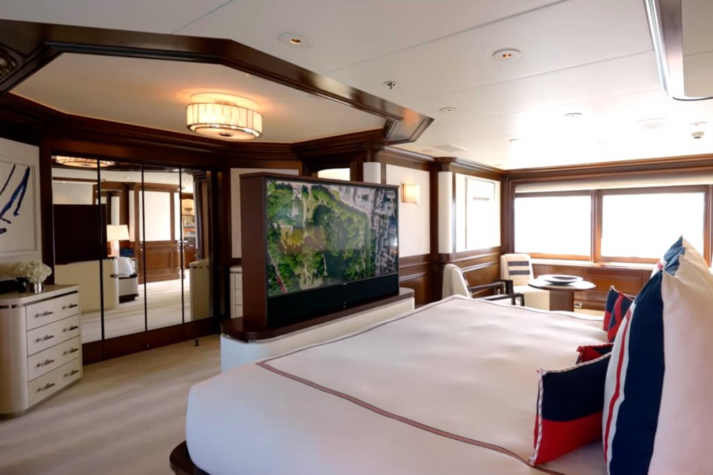 The yacht has luxury bedrooms on board. 