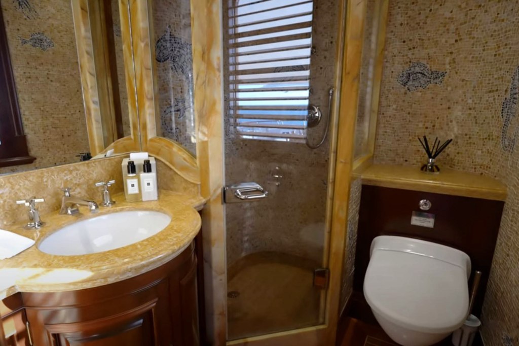 Even the bathrooms on the yacht are luxurious. 