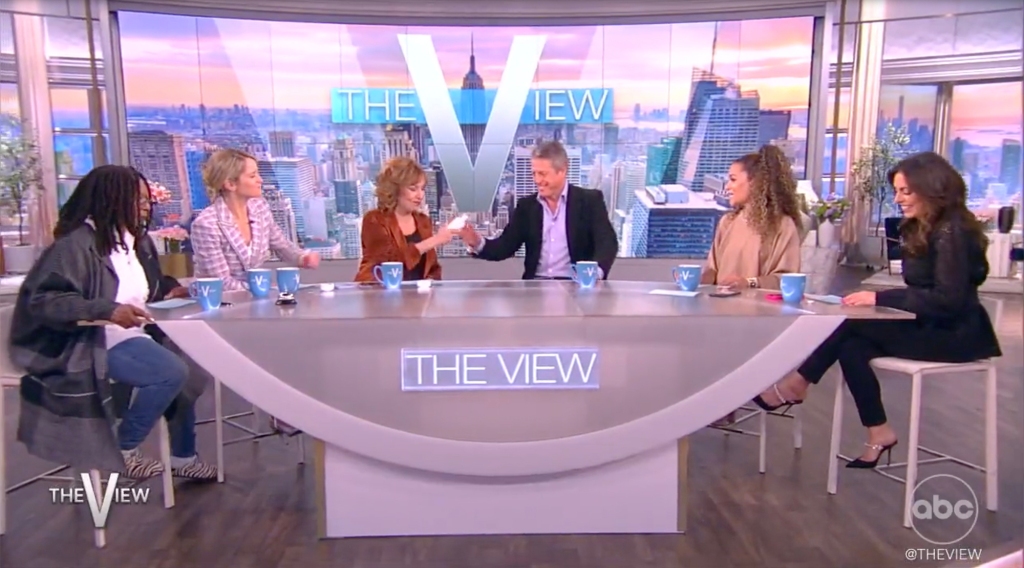 The co-hosts of "The View" gifted Grant a bottle of lotion.