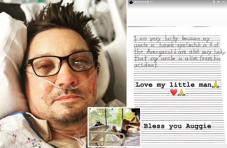 Jeremy Renner shares nephew’s sweet note after snowplow crash