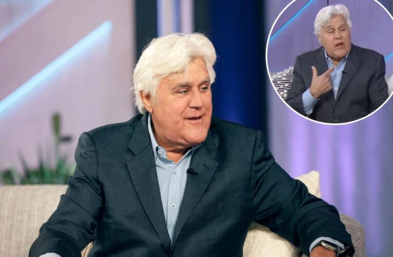 Jay Leno shows off his ‘brand new face’ after suffering third-degree burns
