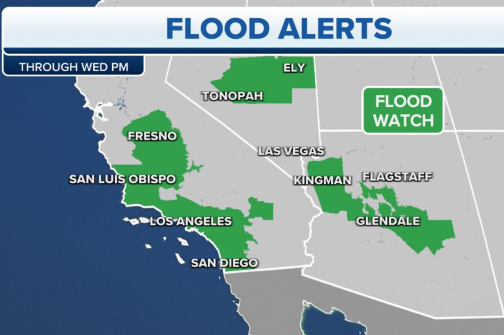 Flood Watches have been posted until Wednesday afternoon.
