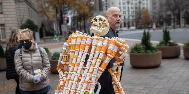 An advocate has been trying to raise awareness of opioid addiction with his sculpture "Pill Man." 