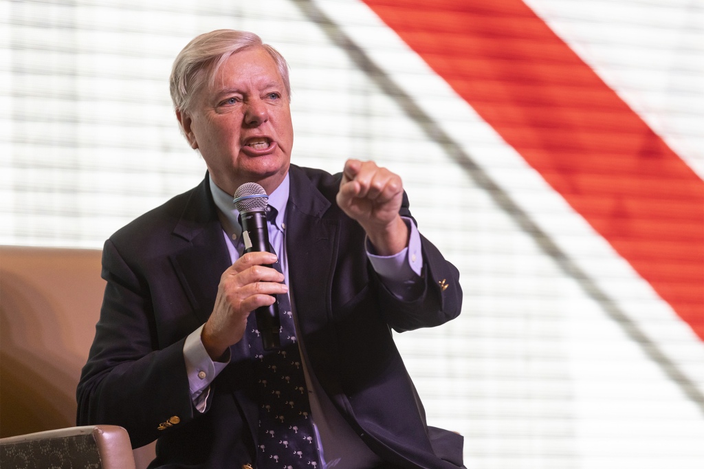 Senator Lindsey Graham, a Republican from South Carolina, speaks during the Palmetto Family Council's Vision 24 national conservative policy forum in North Charleston, South Carolina, US, on Saturday, March 18, 2023. 