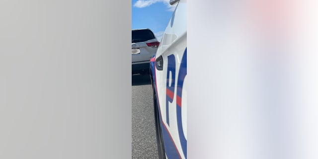 A view of a Suffolk County police vehicle. Two officers were stabbed Wednesday and a suspect was shot and killed, the department said. 