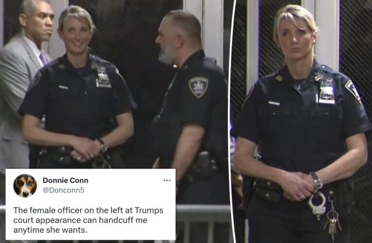 ‘Hot’ officer at Donald Trump’s arraignment sets hearts afire: ‘She can handcuff me’