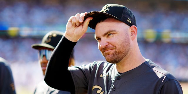 Liam Hendriks of the Chicago White Sox acknowledges the crowd during player introductions prior to the 92nd MLB All-Star Game at Dodger Stadium July 19, 2022, in Los Angeles.