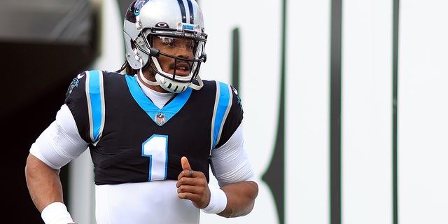 Cam Newton #1 of the Carolina Panthers warms up prior to a game against the Tampa Bay Buccaneers at Raymond James Stadium on January 09, 2022 in Tampa, Florida.