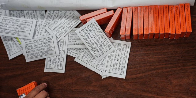 Doses of Mifepristone, the abortion pill, and Misoprostol, which is taken the day after to cause cramping and bleeding to empty the uterus, are pictured at Dr. Franz Theards Womens Reproductive Clinic in Santa Teresa, New Mexico on May 7, 2022.