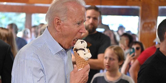 President Joe Biden eats ice cream