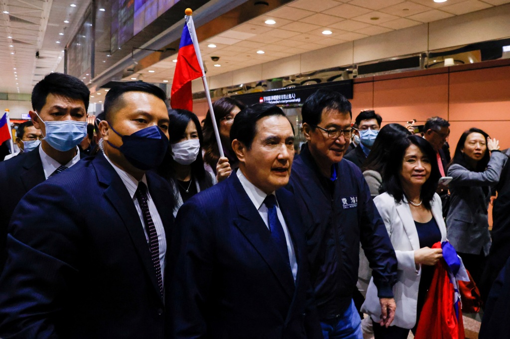 Former Taiwanese President Ma Ying-jeou arrives at Taoyuan international airport in Taoyuan, Taiwan on April 7, 2023. 