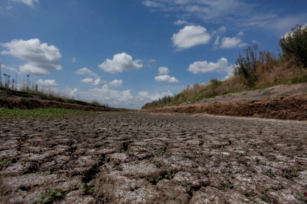 A dried-up creek bed is seen in a drought-affected area near Chivilcoy, Argentina in 2018. 